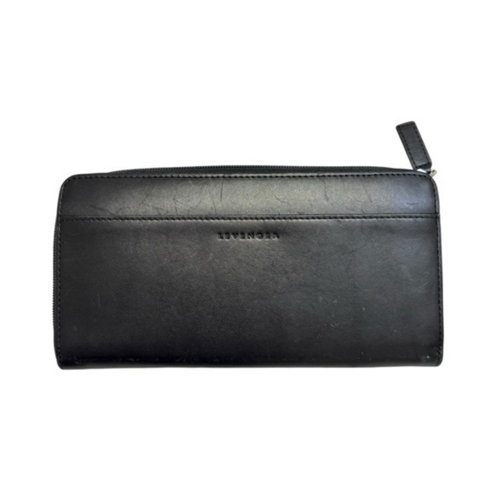 Lenvenger black leather zipper accordion wallet